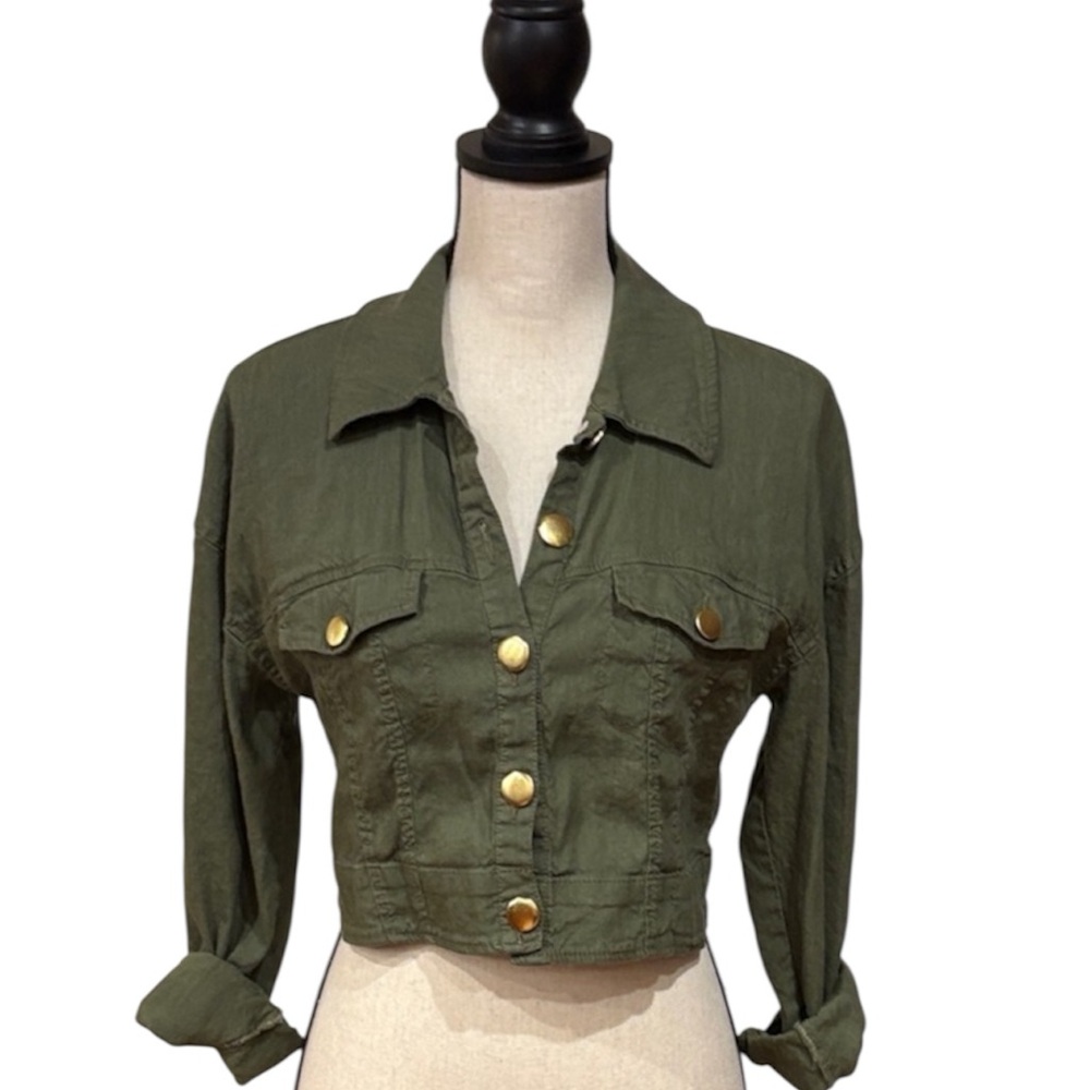 NWOT INC International Concepts Olive Crop Utility Jacket
